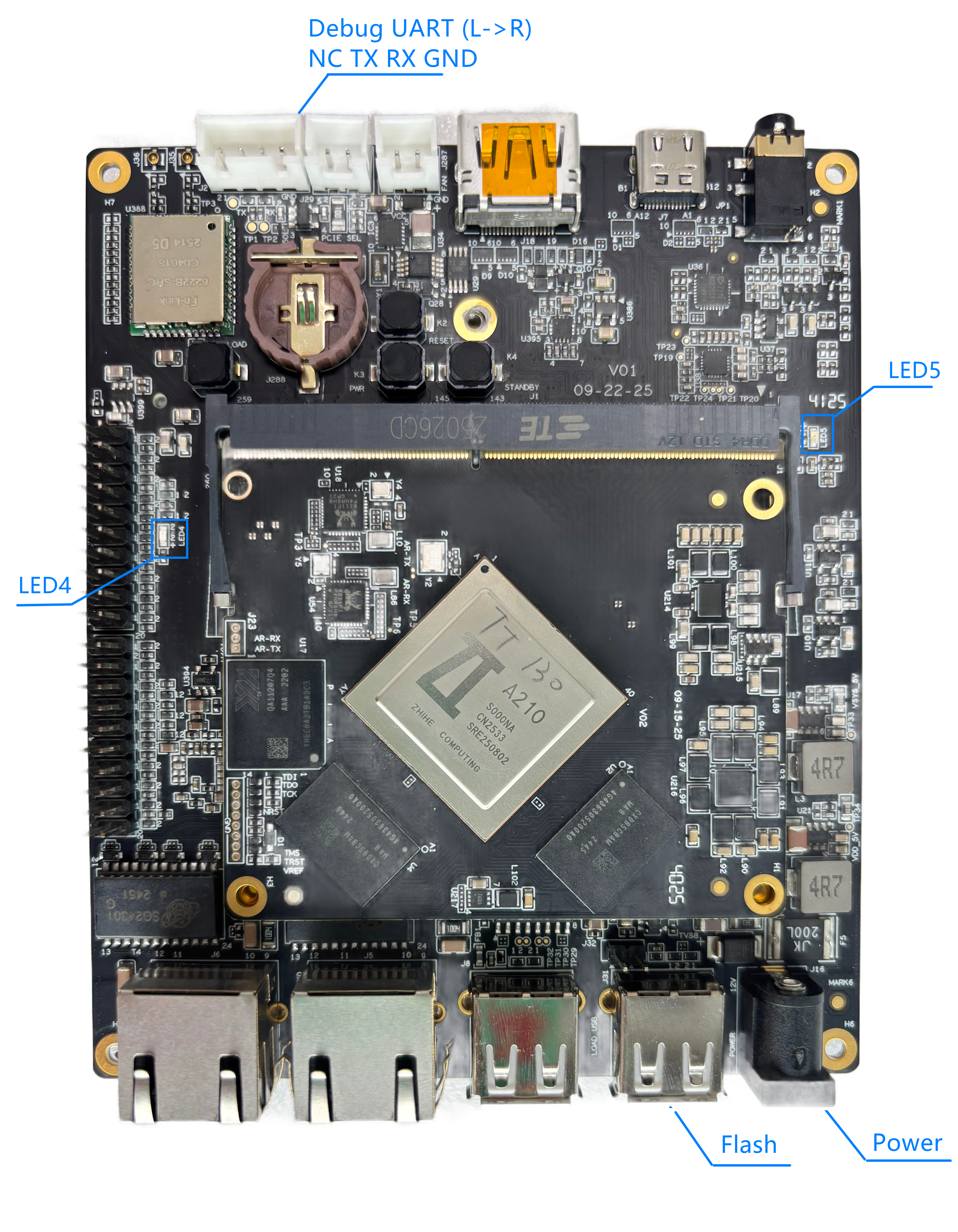 Board connection for flashing